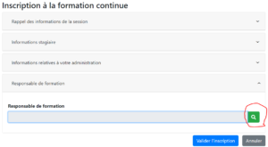 Responsable de formation : accéder à la recherche en cliquant sur la loupe verte