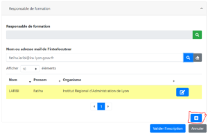 Responsable de formation inconnu de l'IRA : accès au formulaire permettant de renseigner les informations qui le concernent